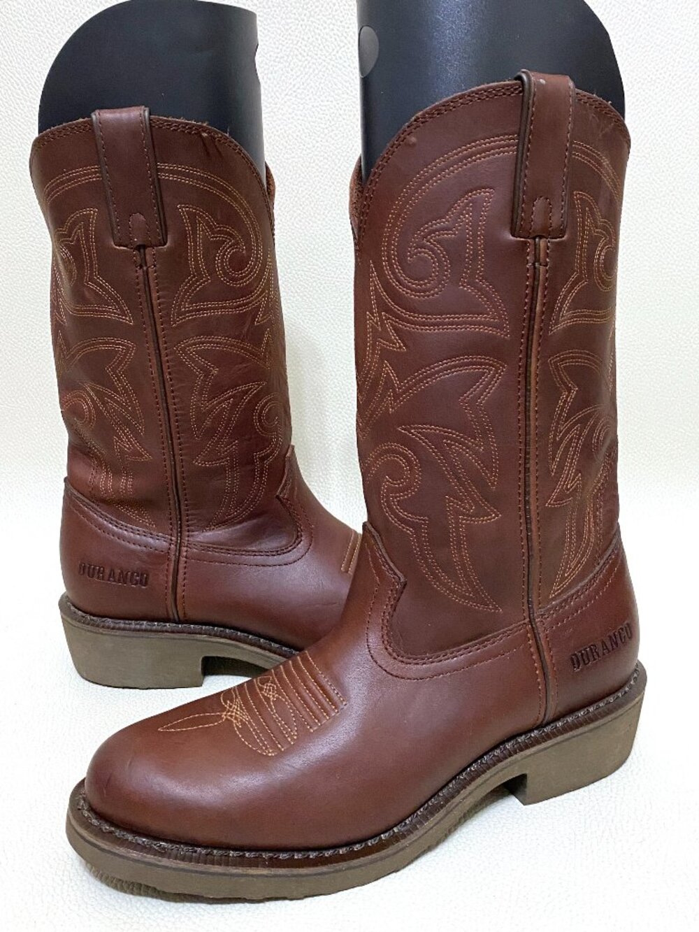 Mens Durango Farm N Ranch Western Boot Size 7.5 Brown Leather 12" Boots